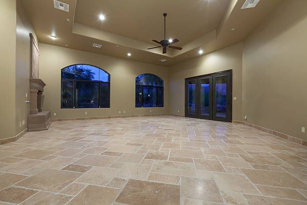 Travertine / Terrazo tile installation